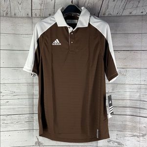 Adidas Coffee and White Climalite polo T-shirt